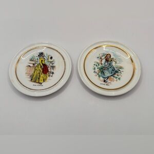 Vintage Rosina Bone China Miss. Nipper  & Little Nell Set Of (2) Mini Plates.
